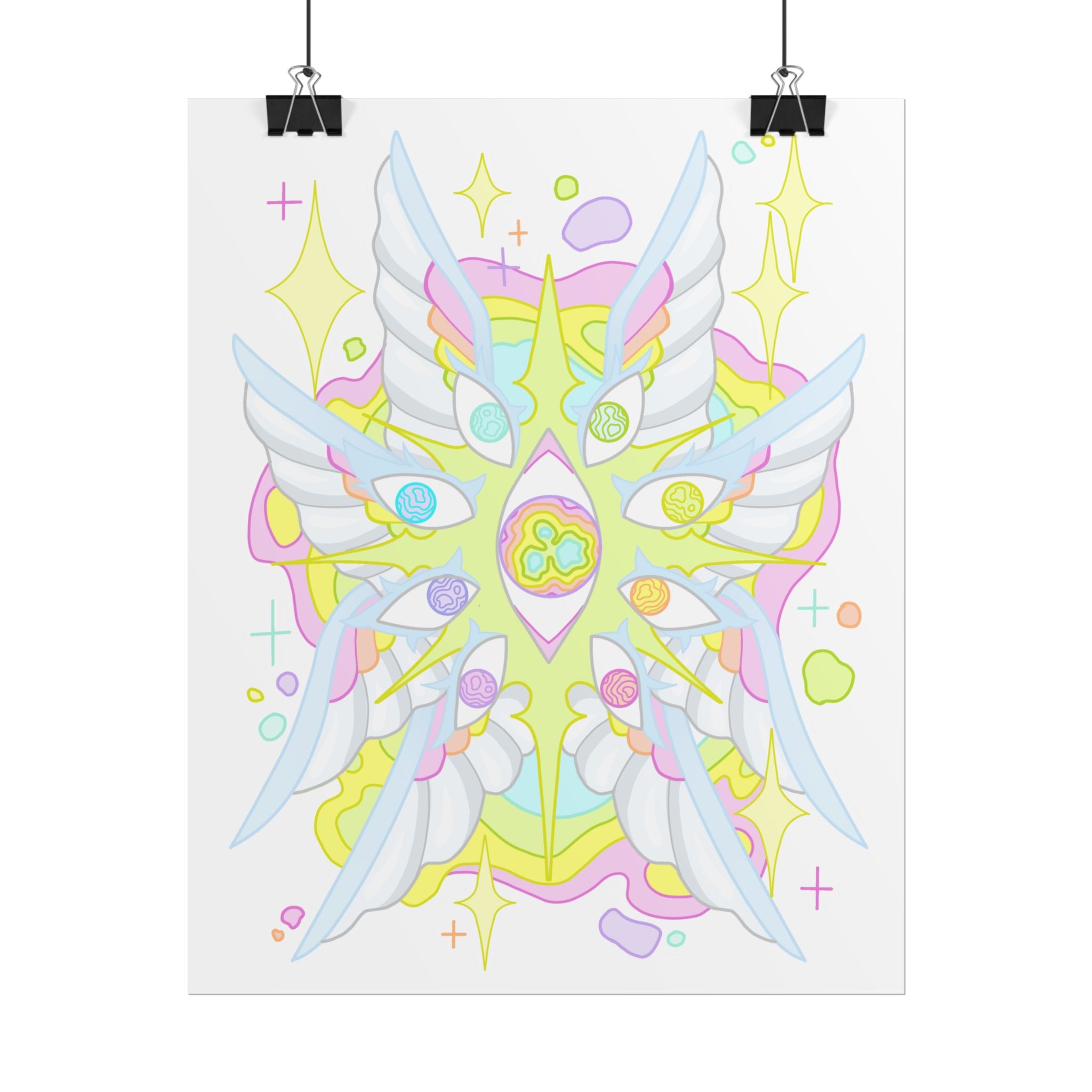 Pastel Prism Seraphim Poster — Ethereal Kawaii Wall Art