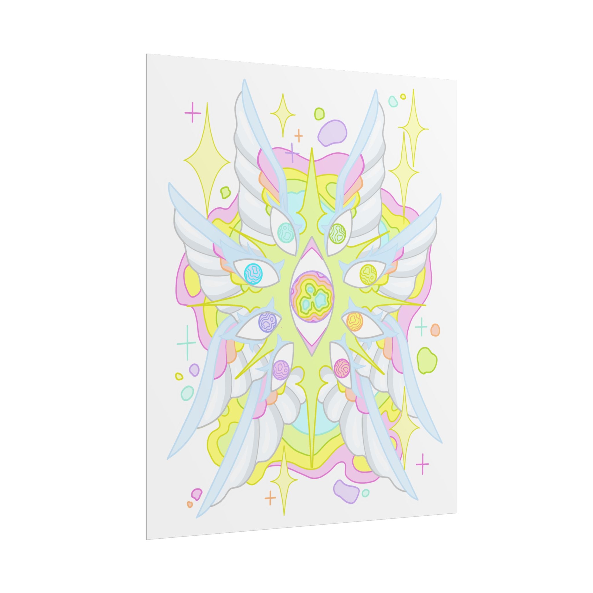 Pastel Prism Seraphim Poster — Ethereal Kawaii Wall Art