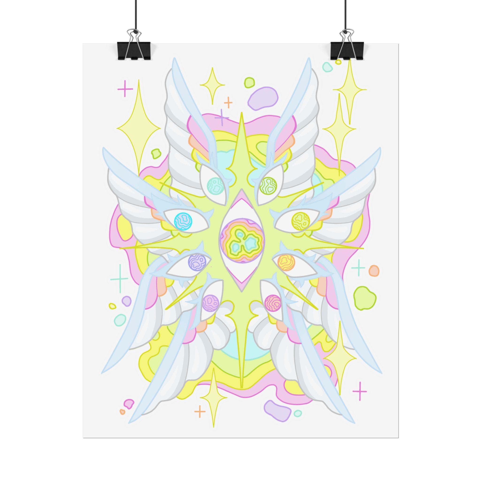 Pastel Prism Seraphim Poster — Ethereal Kawaii Wall Art