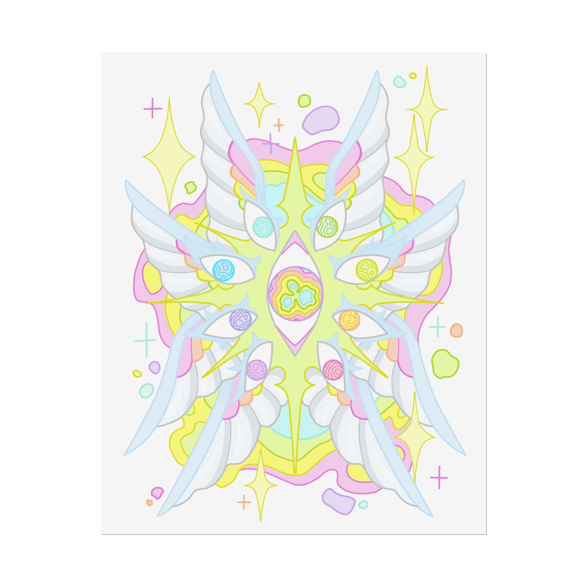 Pastel Prism Seraphim Poster — Ethereal Kawaii Wall Art