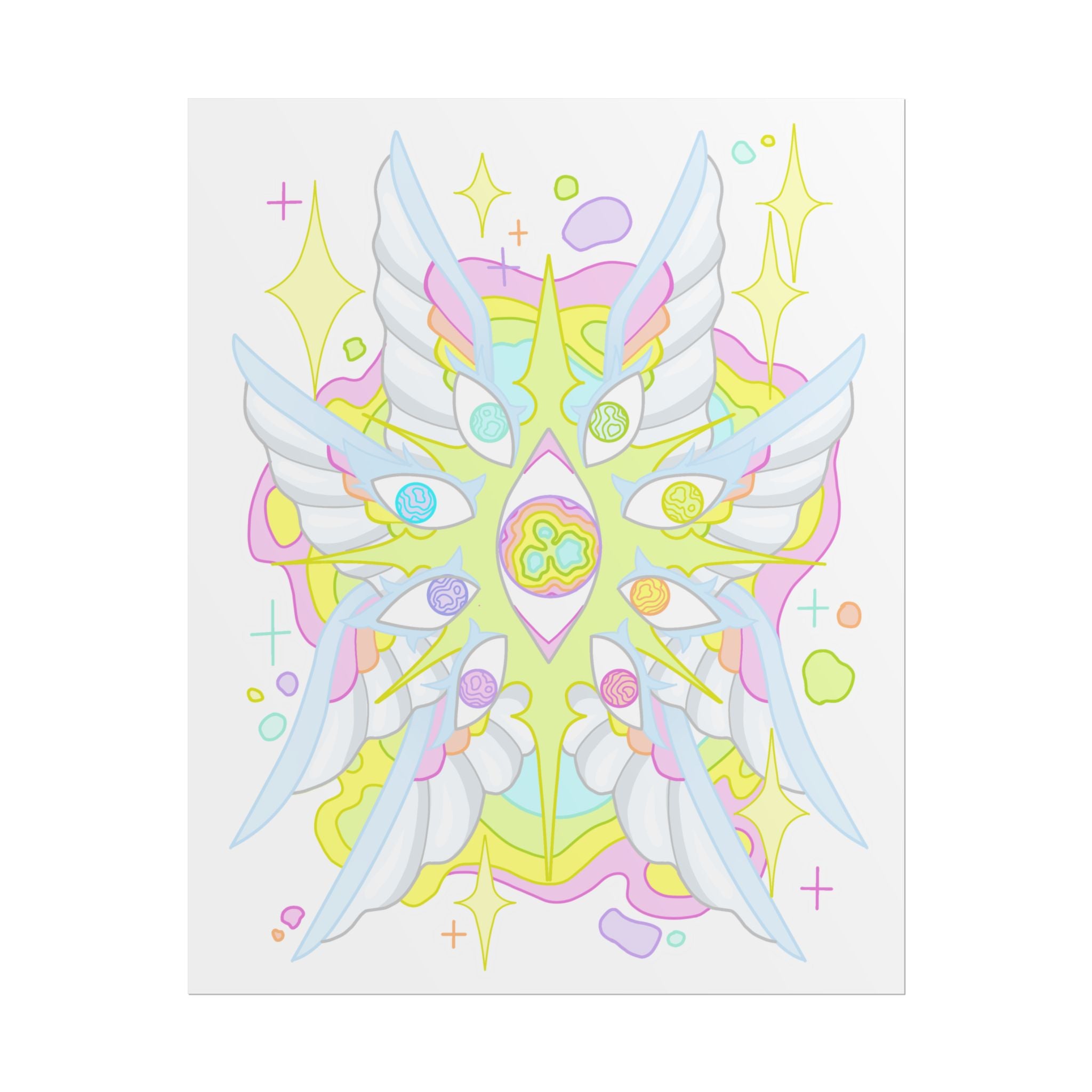 Pastel Prism Seraphim Poster — Ethereal Kawaii Wall Art